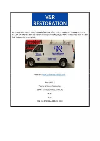 Restoration Cleaning Services in USA | Vandrrestoration.com