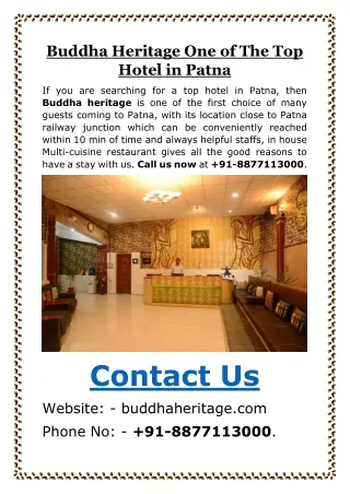 Buddha Heritage One of The Top Hotel in Patna