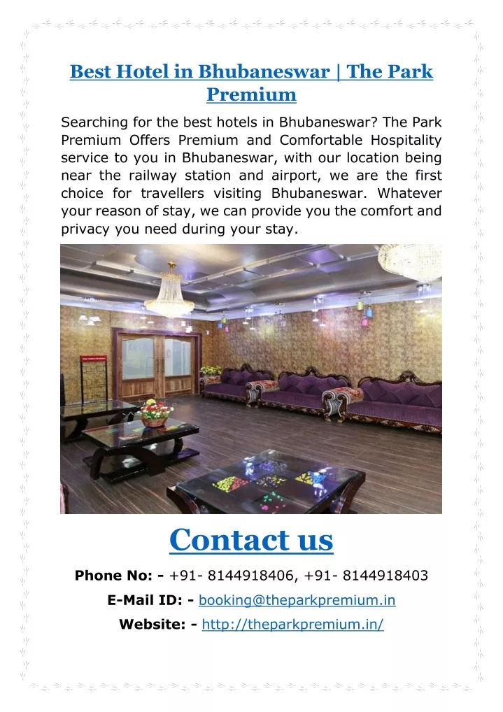 best hotel in bhubaneswar the park premium