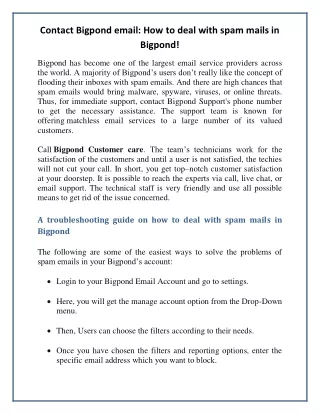 contact bigpond email how to deal with spam mails