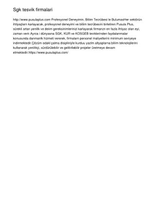 Sgk tesvik firmalari