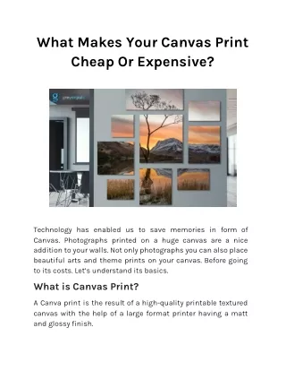 What Makes Your Canvas Print Cheap Or Expensive?