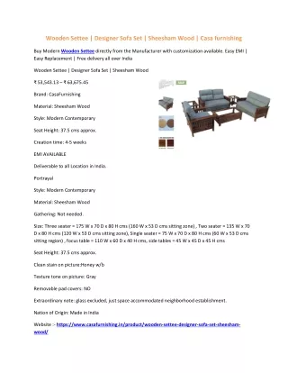 Wooden Settee | Designer Sofa Set | Sheesham Wood | Casa furnishing