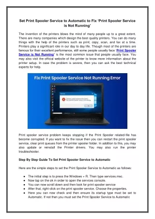 set print spooler service to automatic