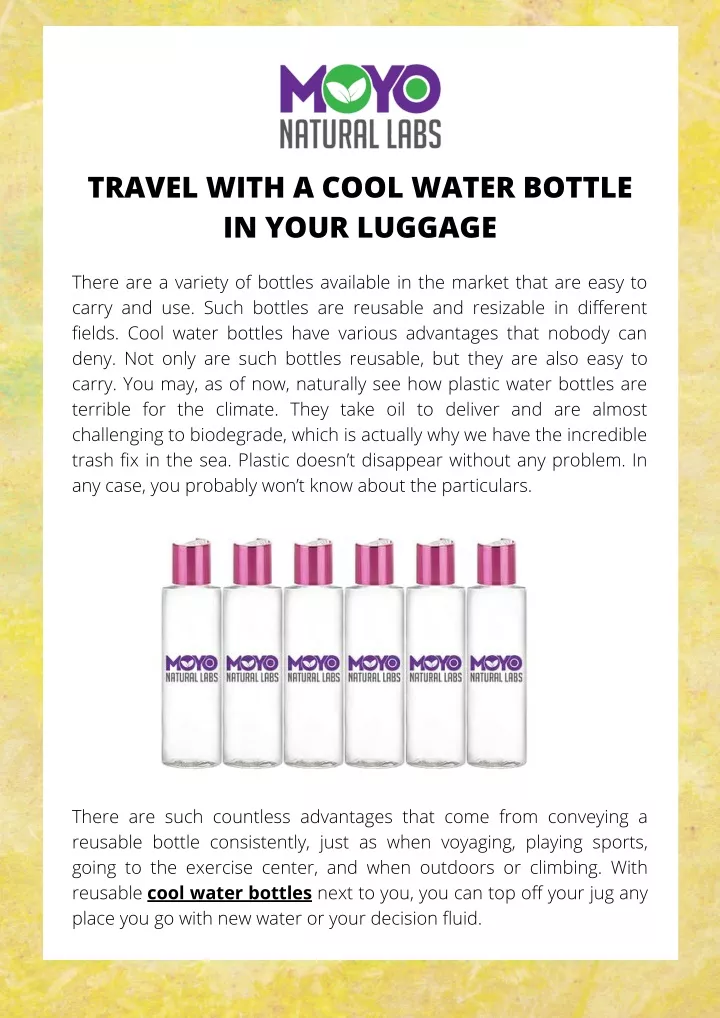 travel with a cool water bottle in your luggage