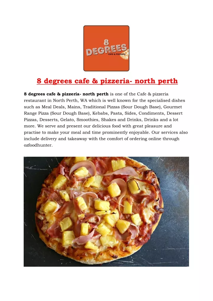 8 degrees cafe pizzeria north perth 8 degrees
