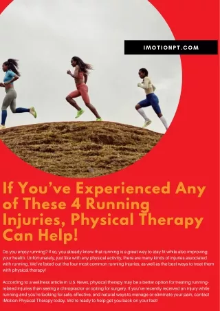 If You’ve Experienced Any of These 4 Running Injuries, Physical Therapy Can Help!