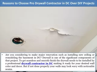 Reasons to Choose Pro Drywall Contractor in DC Over DIY Projects