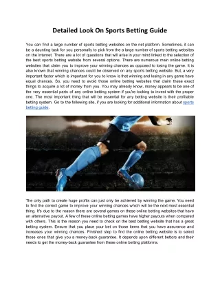Detailed Look On Sports Betting Guide