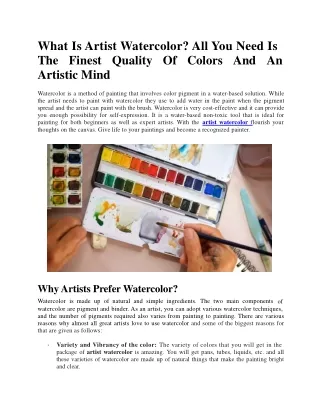What Is Artist Watercolor? All You Need Is The Finest Quality Of Colors And An Artistic Mind