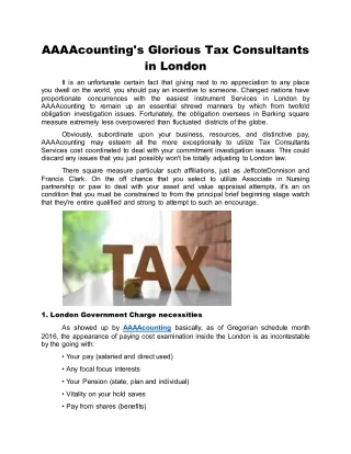 AAAAcounting's Glorious Tax Consultants in London