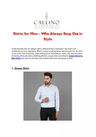 Shirts for Men - Who Always Step Out in Style