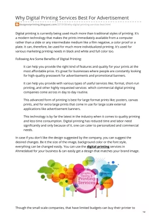 why digital printing services best