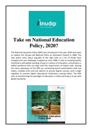 Take on National Education Policy, 2020?