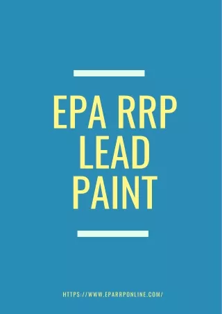 Online EPA RRP Lead Paint Certification