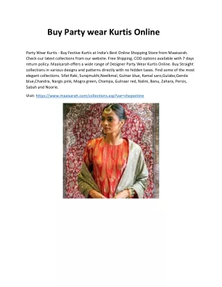 Buy Party wear Kurtis Online