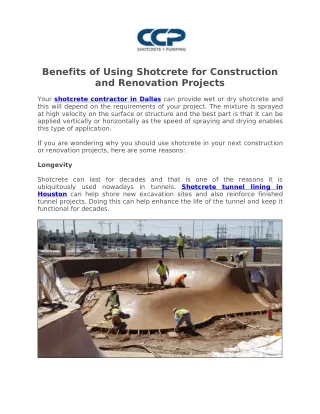 Shotcrete Contractor in Dallas