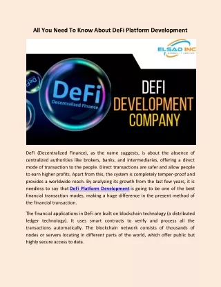 All You Need To Know About DeFi Platform Development