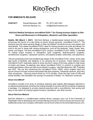 kitotech medical press release flex plus wide