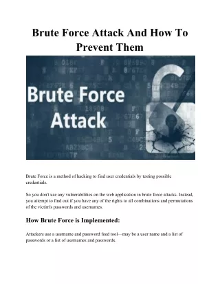 brute force attack and how to prevent them