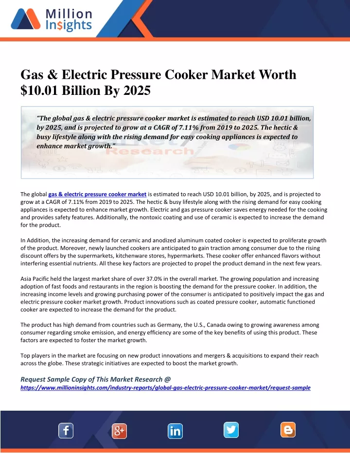 gas electric pressure cooker market worth