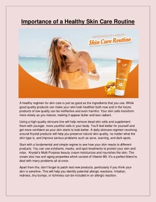 Importance of a Healthy Skin Care Routine
