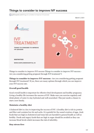 things to consider to improve ivf success