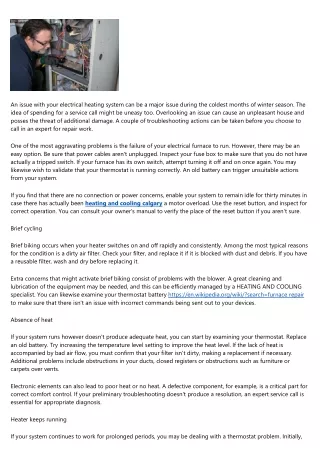 an issue with your electrical heating system