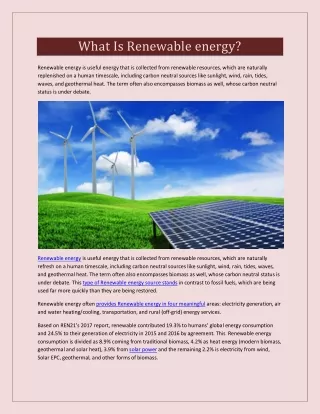 What Is Renewable energy?