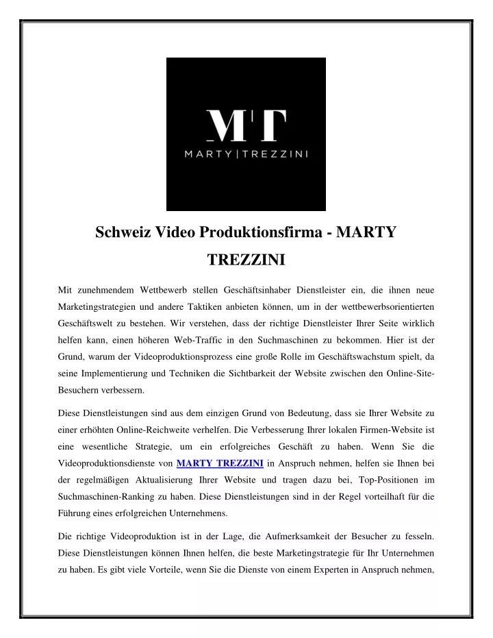 schweiz video produktionsfirma marty