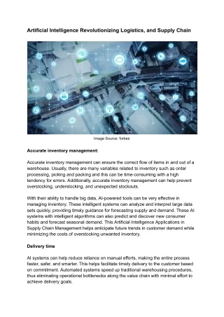 artificial intelligence revolutionizing logistics