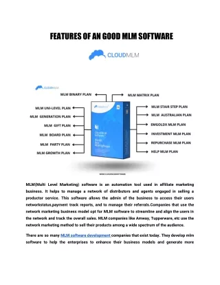 Features Of A Good MLM Software