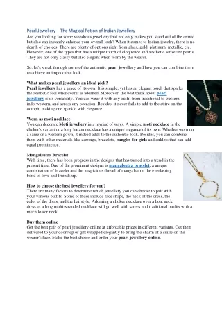 Pearl Jewellery – The Magical Potion of Indian Jewellery