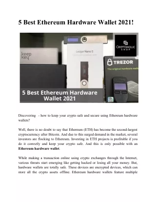 5 Best Ethereum Hardware Wallet 2021