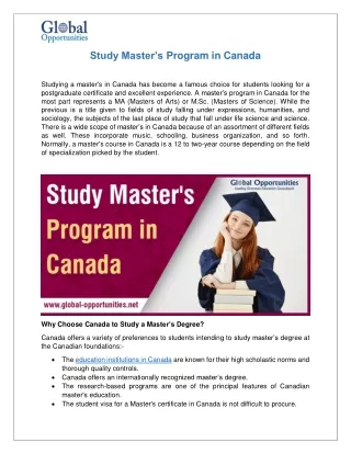 study master s program in canada