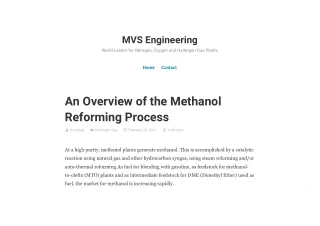 An Overview of the Methanol Reforming Process