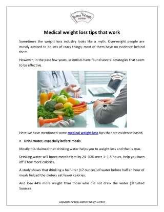 Medical weight loss tips that work