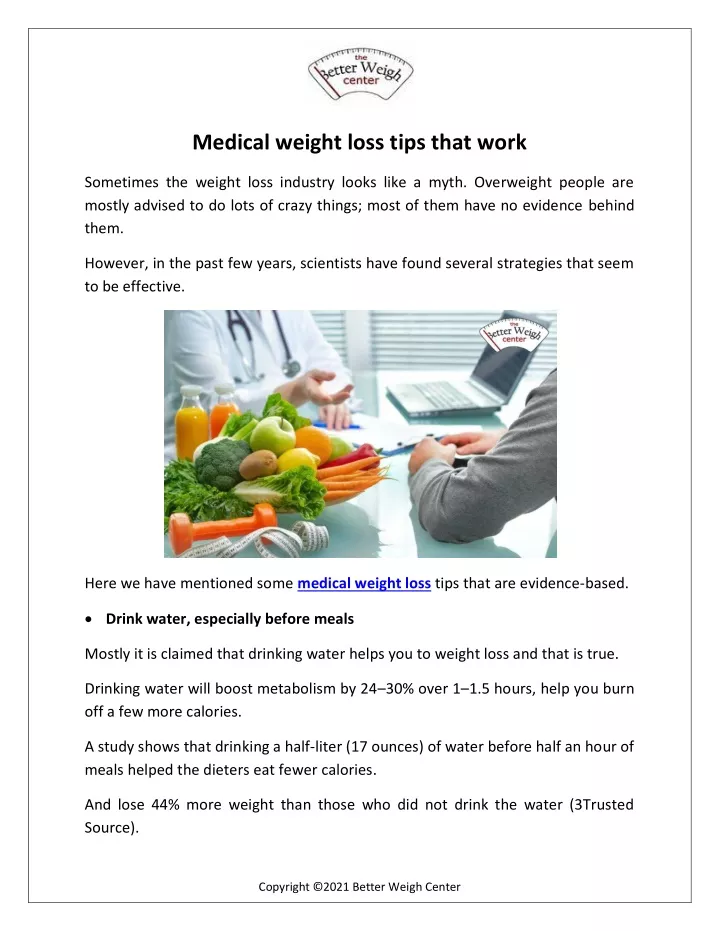medical weight loss tips that work