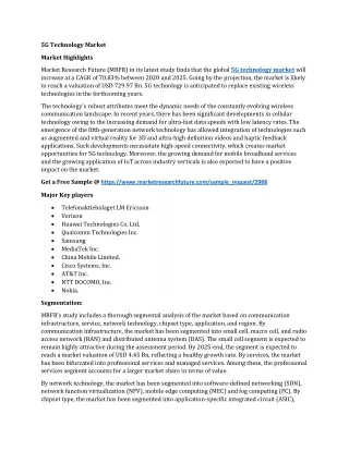 5G Technology Market Growth Drivers, Emerging Audience, Industry Segments, Sales, Profits and Regional Study