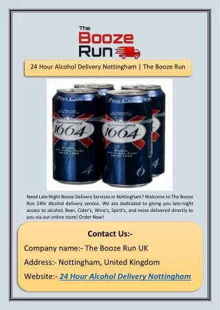 24 Hour Alcohol Delivery Nottingham | The Booze Run