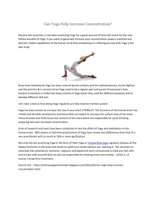 can yoga help increase concentration