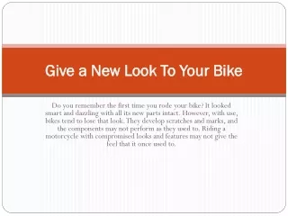 Four Ways to Give a New Look To Your Bike