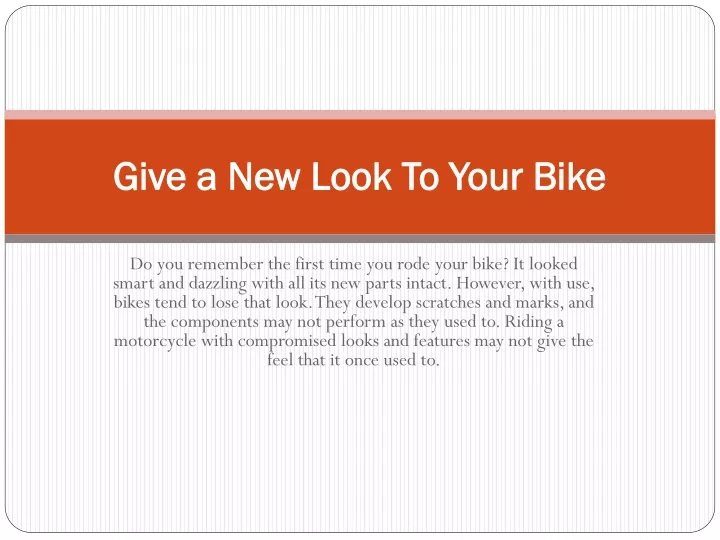 give a new look to your bike