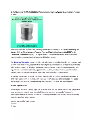 global soldering tin market 2021 by manufacturers