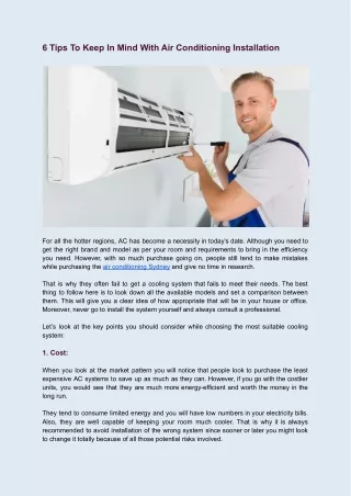 6 tips to keep in mind with air conditioning