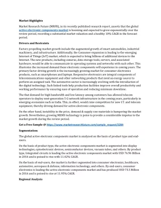 Active Electronic Components Market Growth Drivers, Emerging Audience, Industry Segments, Sales, Profits and Regional St