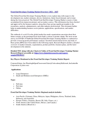 front end developer training market overview 2021