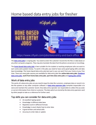 home based data entry jobs for fresher