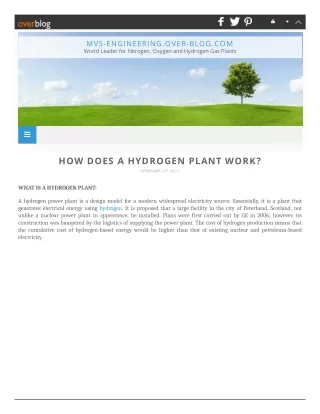 HOW DOES A HYDROGEN PLANT WORK?