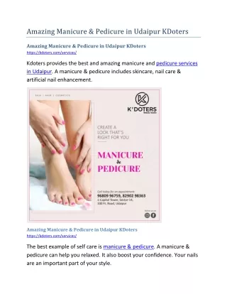 amazing manicure pedicure in udaipur kdoters